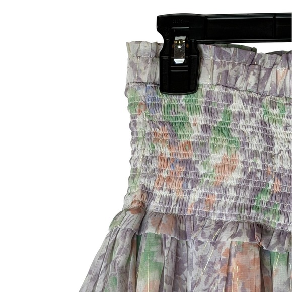 Reset Skirt Women Large Purple Kailee Rose Floral Smocked Tiered Mini Boho - Picture 4 of 7